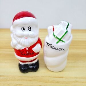 Vintage 1950's Santa & His Sack of Packages Salt and Pepper Collectible Shakers